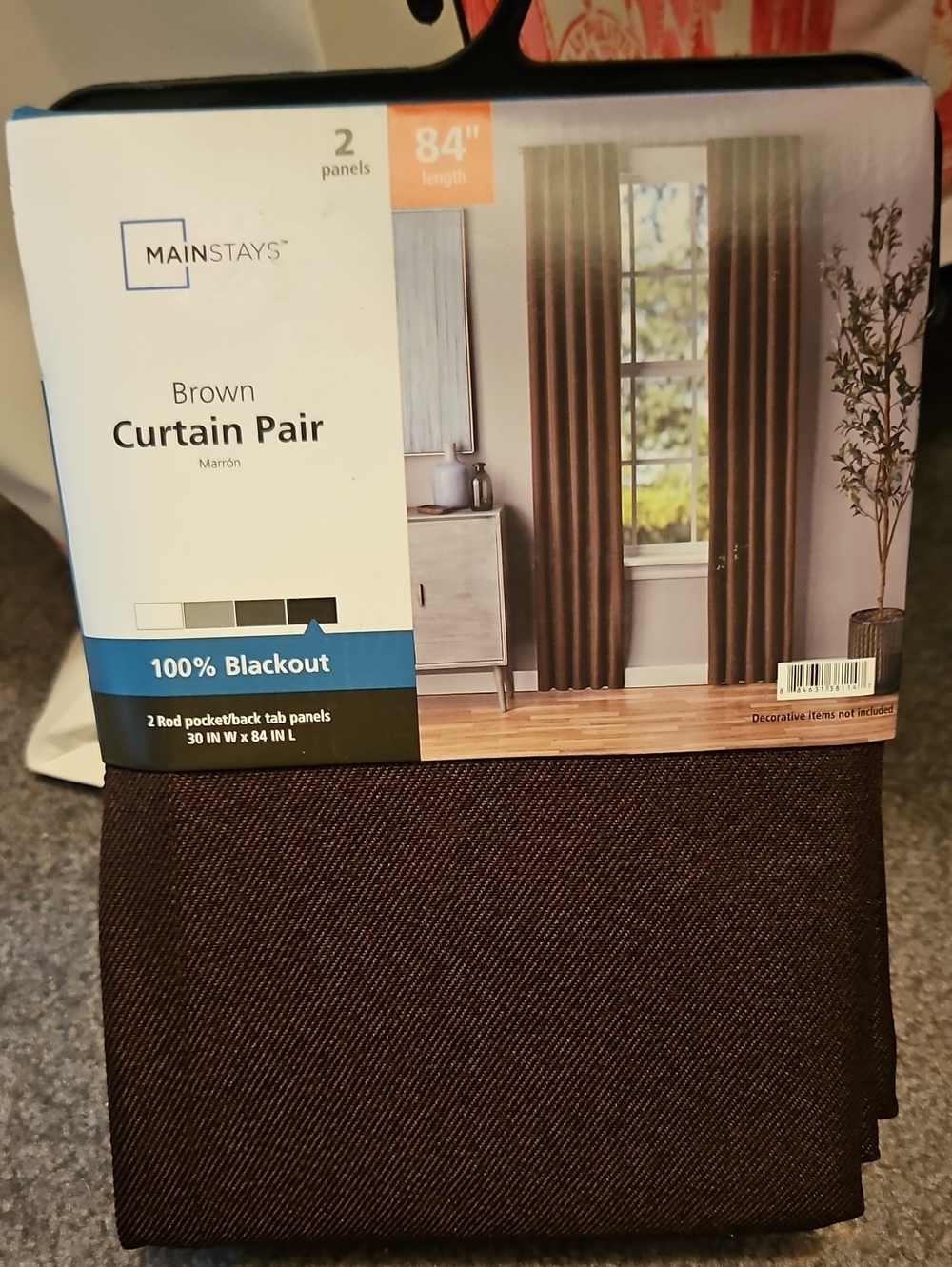 Mainstays Brown 100% Blackout Curtain Pair